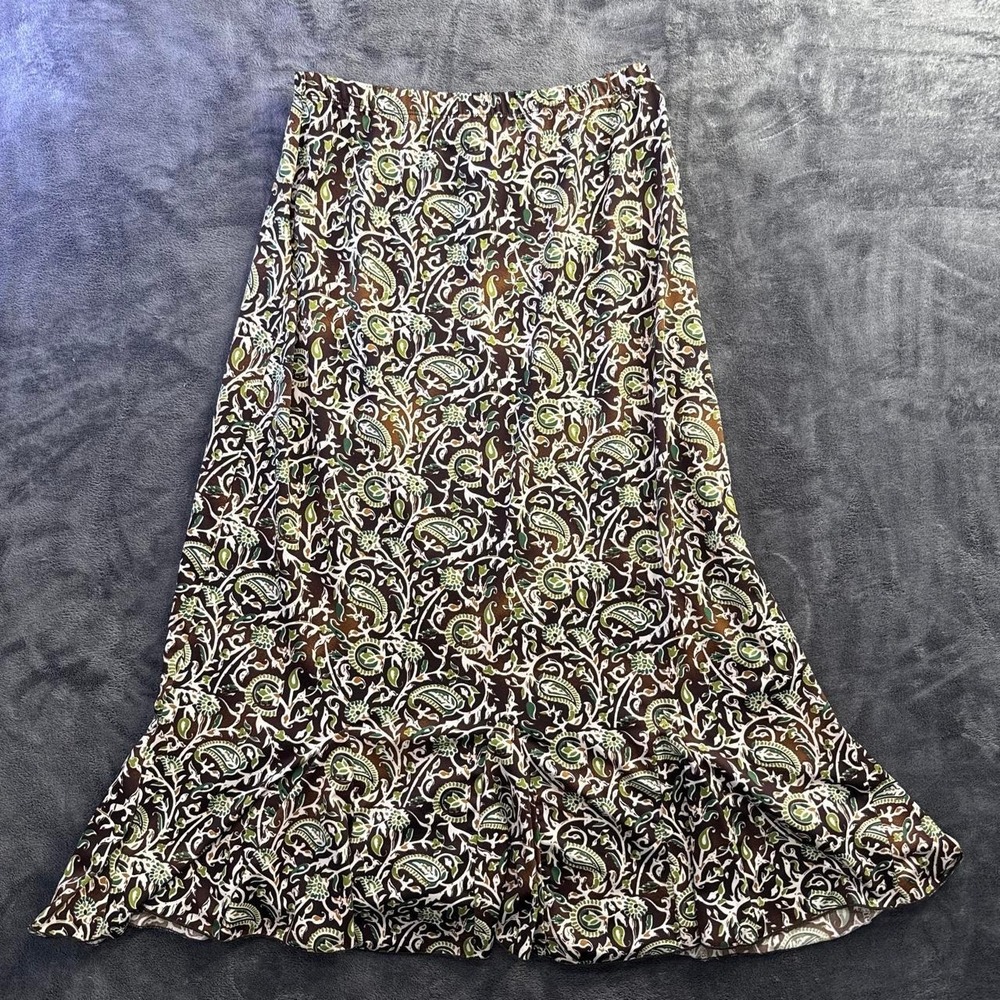 Hypnotized Paisley Maxi Skirt Women's Medium Fairy earth tone Brown Green